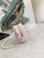 Chanel Round Clutch With Pearl Chain Pink - A68055 - 12x12x4.5cm - 3