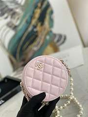 Chanel Round Clutch With Pearl Chain Pink - A68055 - 12x12x4.5cm - 5