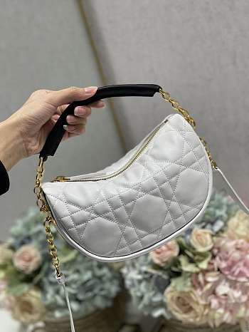 Dior Small Vibe Hobo Bag Lambskin White/Black - M7200 - 20×15×7cm