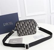 POUCH WITH SHOULDER STRAP Beige and Black Dior Oblique Jacquard - 2OBBC1 - 17x12.5x5cm - 1
