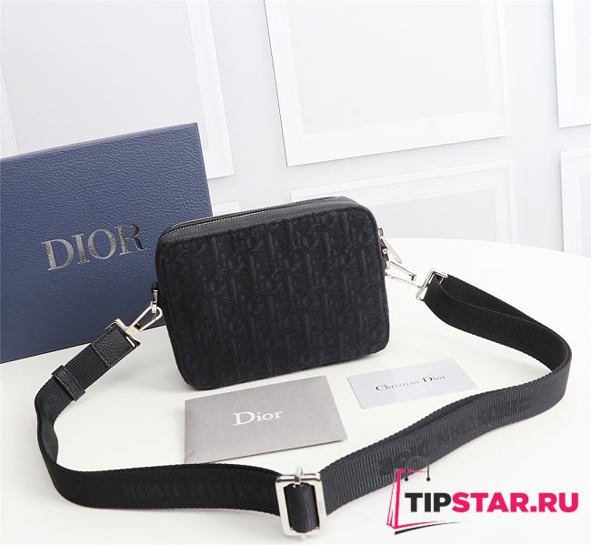 POUCH WITH SHOULDER STRAP Black Dior Oblique Jacquard - 2OBBC1 - 17x12.5x5cm - 1
