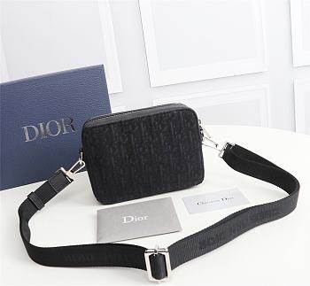 POUCH WITH SHOULDER STRAP Black Dior Oblique Jacquard - 2OBBC1 - 17x12.5x5cm