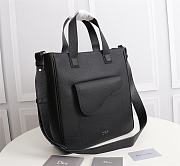 SADDLE TOTE BAG WITH SHOULDER STRAP Black Grained Calfskin - 1ADSH1 - 2