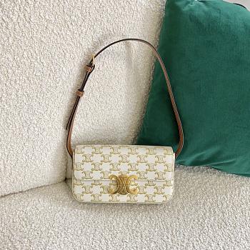 TRIOMPHE SHOULDER BAG IN TRIOMPHE CANVAS AND CALFSKIN WHITE - 194142