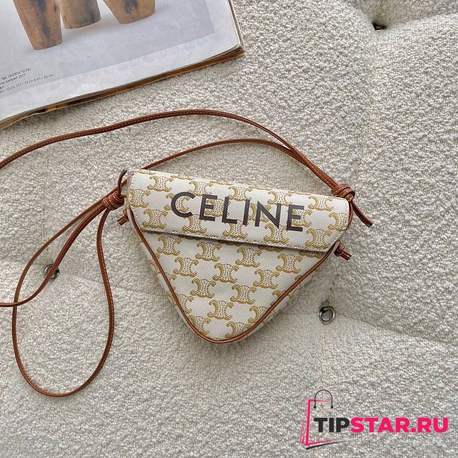 TRIANGLE BAG IN TRIOMPHE CANVAS WITH CELINE PRINT WHITE - 195902 - 1