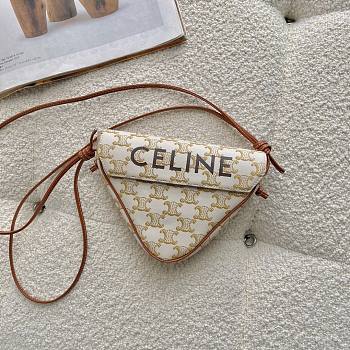 TRIANGLE BAG IN TRIOMPHE CANVAS WITH CELINE PRINT WHITE - 195902