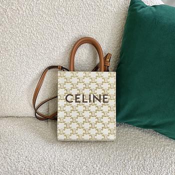 MINI VERTICAL CABAS IN TRIOMPHE CANVAS AND CALFSKIN WITH CELINE PRINT WHITE - 194372