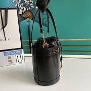 Gucci Horsebit 1955 Small Bucket Bag Black Calf Leather - 14x16x14cm - 5