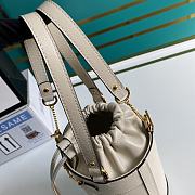Gucci Horsebit 1955 Small Bucket Bag White Calf Leather - 14x16x14cm - 2
