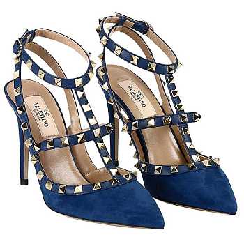 Valentino Rockstud suede pumps blue heels
