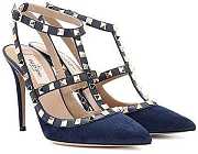 Valentino Rockstud suede pumps blue heels - 5