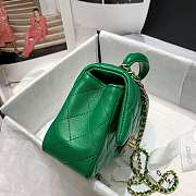 Chanel Grained Calfskin Top Handle Flap Bag Green 20 x 14 x 7cm - 6