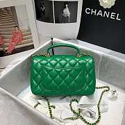 Chanel Grained Calfskin Top Handle Flap Bag Green 20 x 14 x 7cm - 5