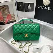 Chanel Grained Calfskin Top Handle Flap Bag Green 20 x 14 x 7cm - 4
