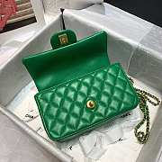 Chanel Grained Calfskin Top Handle Flap Bag Green 20 x 14 x 7cm - 3