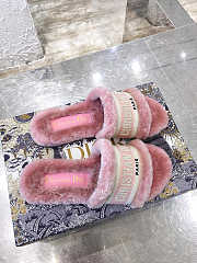 Dior Dway Slide Cotton and Shearling Slipper Pink - 4