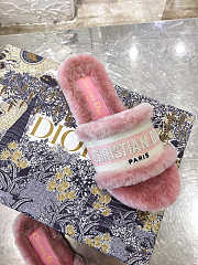 Dior Dway Slide Cotton and Shearling Slipper Pink - 3