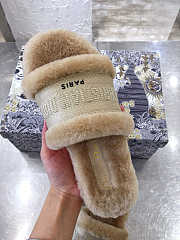 Dior Dway Slide Cotton and Shearling Slipper Beige - 6