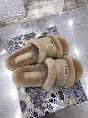 Dior Dway Slide Cotton and Shearling Slipper Beige - 3