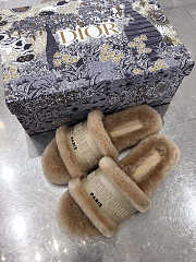 Dior Dway Slide Cotton and Shearling Slipper Beige - 2