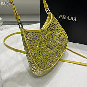 Prada Cleo satin bag with appliqués in Yellow - 1BC169 - 18.5x4.5x22cm - 3