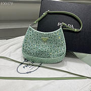 Prada Cleo satin bag with appliqués in Green - 1BC169 - 18.5x4.5x22cm - 1