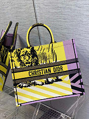 LARGE DIOR BOOK TOTE Bright Yellow and Pink D-Jungle Pop Embroidery - M1286Z  - 6