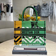 LARGE DIOR BOOK TOTE Bright Green and Orange D-Jungle Pop Embroider - M1296Z - 5