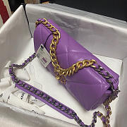 Chanel 19 handbag calfskin in purple - 26×16×9cm - 6