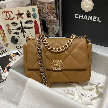 Chanel 19 handbag calfskin in brown - 26×16×9cm
