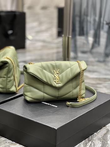 YSL Loulou Puffer Quilted Lambskin Bag (Avocado Green) - 23×15.5×8.5cm