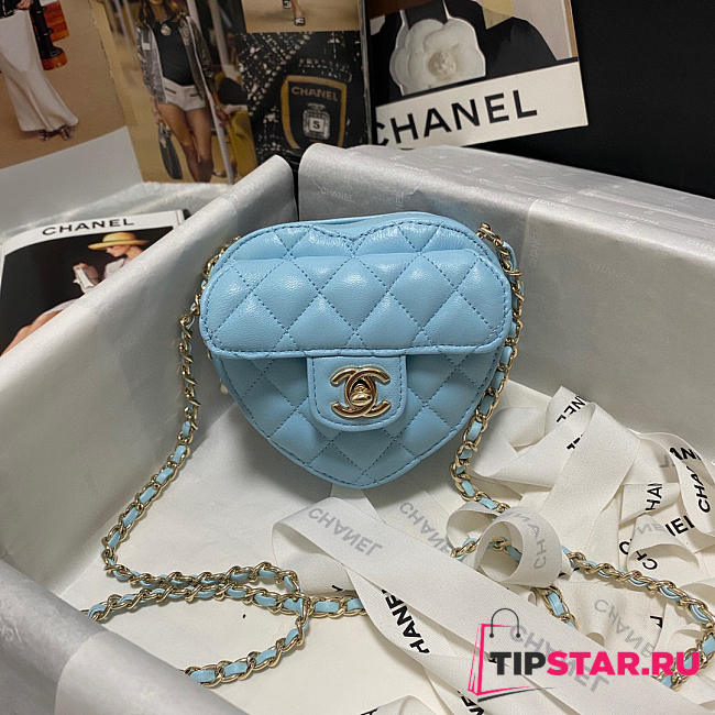 Chanel Heart-shaped flap bags in blue - AS2784 - 13x12x5.5cm - 1