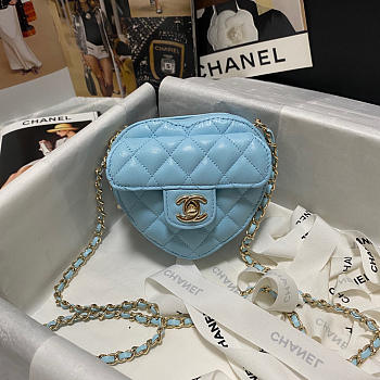 Chanel Heart-shaped flap bags in blue - AS2784 - 13x12x5.5cm