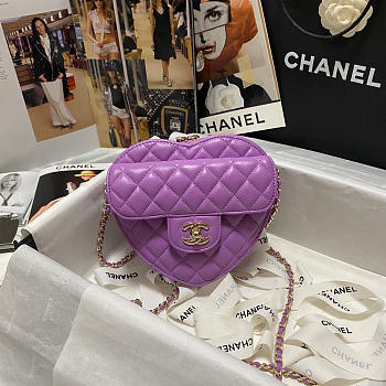 Chanel Heart-shaped flap bags in purple - AS3191 - 18x16x6.5cm