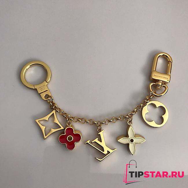 LV Key Holder and Bag Charm Fleur De Monogram Chain Red – M65111 - 1