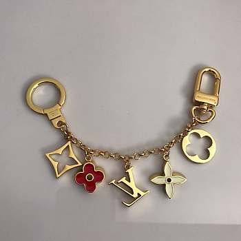 LV Key Holder and Bag Charm Fleur De Monogram Chain Red – M65111