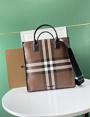BUBERRY Check and Leather Tote Dark Birch Brown - 37x35x14cm - 4