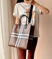 BUBERRY Check and Leather Tote Dark Birch Brown - 37x35x14cm - 5