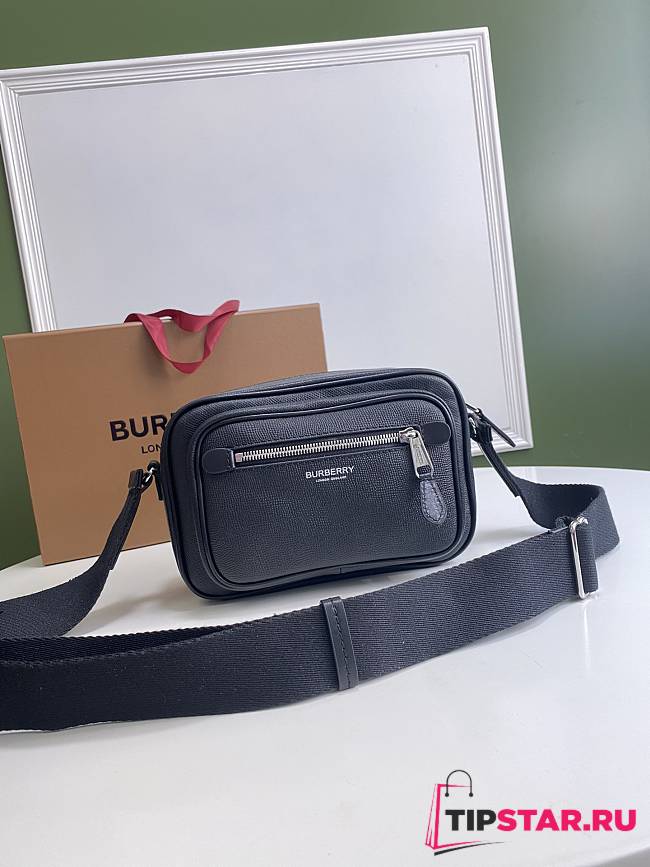 BUBERRY Grainy Leather Crossbody Bag Black - 22.5x8.2x14.5cm - 1