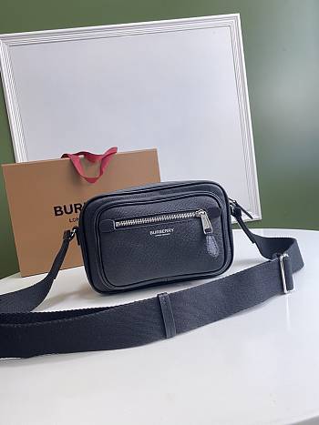 BUBERRY Grainy Leather Crossbody Bag Black - 22.5x8.2x14.5cm