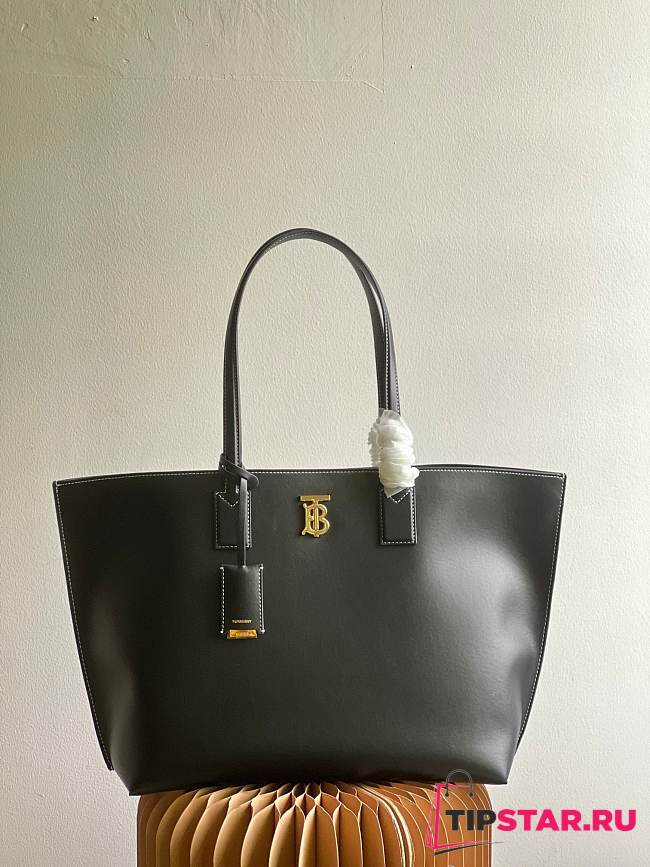 BUBERRY Medium Check and Leather Tote Black - 34x14x28cm - 1