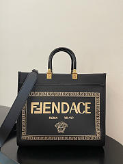 Fendi Sunshine Medium Fendace Printed black leather Logo shopper - 8BH386 - 35x17x31cm - 1