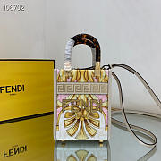 Mini Sunshine Shopper Fendace Printed white leather mini bag - 8BS051 - 13x18x6.5cm  - 1