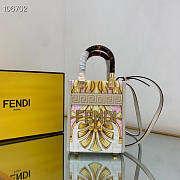 Mini Sunshine Shopper Fendace Printed white leather mini bag - 8BS051 - 13x18x6.5cm  - 6