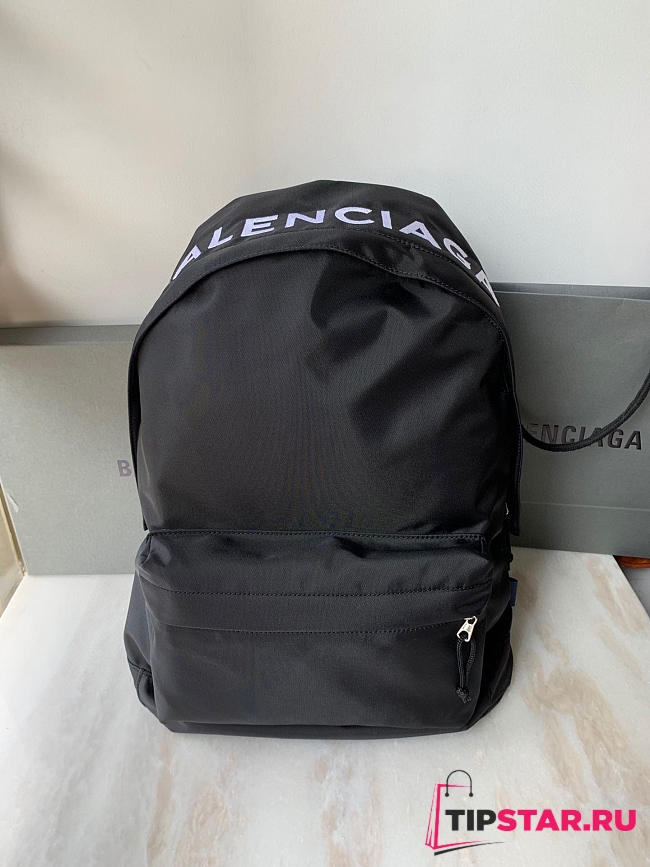 BALENCIAGA Wheel Backpack in black recycled nylon -  36x49x13cm - 1
