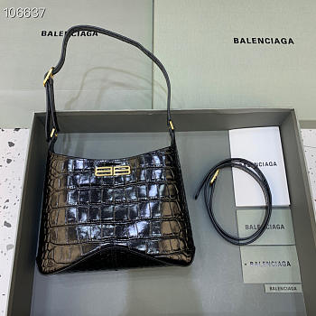 Balenciaga crocodile crossbody black bag - 23x16x5cm