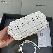 BALENCIAGA Bistro XS Basket With Strap in white varnished fake calfskin - 16x9x26cm - 4