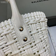 BALENCIAGA Bistro XS Basket With Strap in white varnished fake calfskin - 16x9x26cm - 3