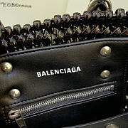 BALENCIAGA Bistro XXS Basket With Strap in black varnished fake calfskin - 16x26x9cm - 3