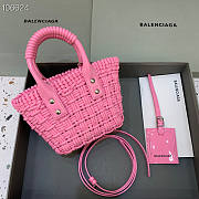 BALENCIAGA Bistro XXS Basket With Strap in pink varnished fake calfskin - 16x26x9cm - 1